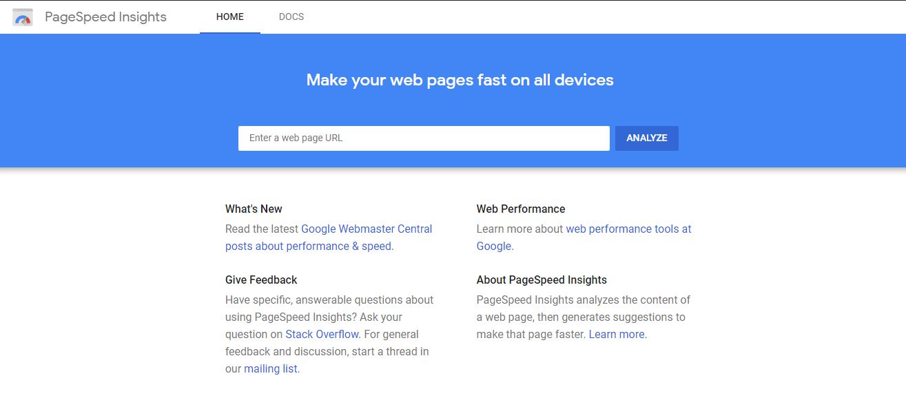 Page Speed Insight Tool